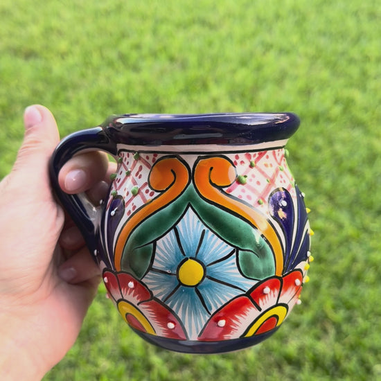 Video of a colorful mug made from ceramic.