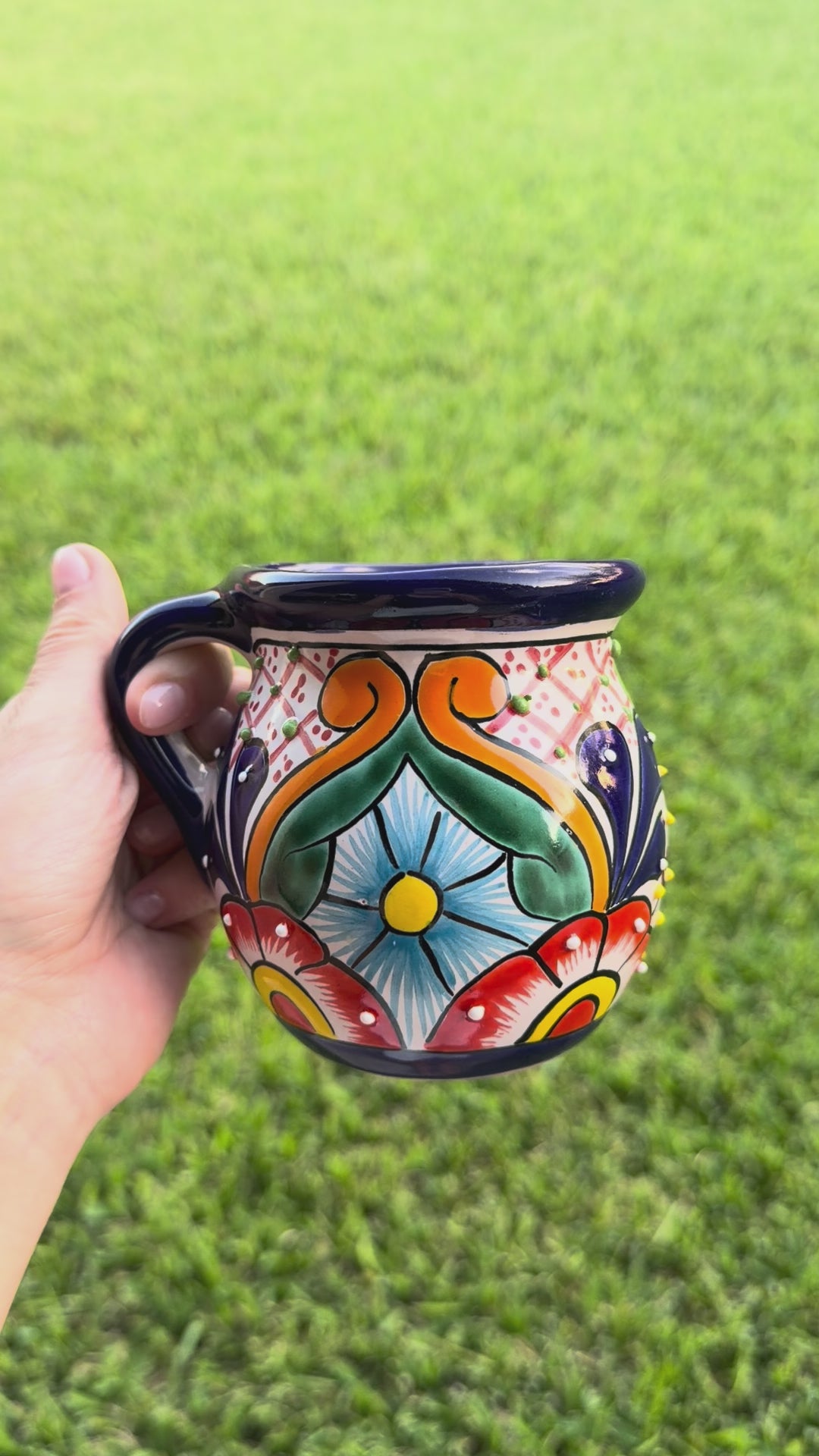 Video of a colorful mug made from ceramic.