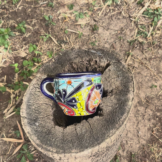 Video of a colorful talavera mug